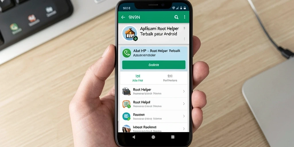 Tampilan antarmuka aplikasi 9N9N untuk Root Helper yang sederhana.