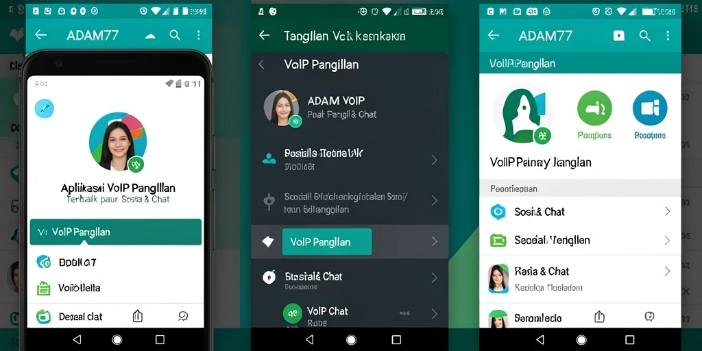 Tampilan antarmuka aplikasi ADAM77 untuk VoIP Panggilan.