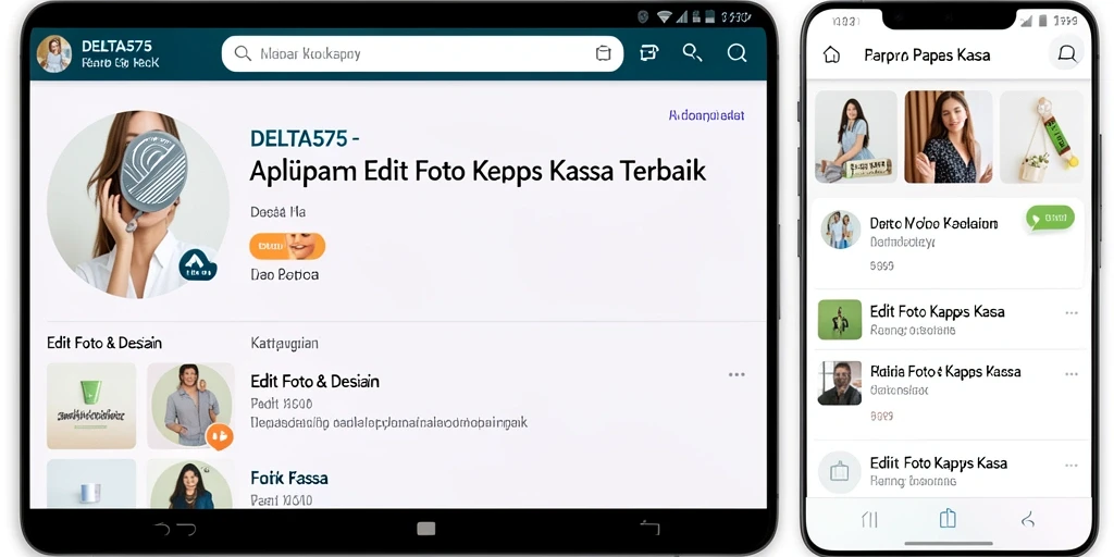 Antarmuka DELTA575 dengan berbagai alat edit foto yang menarik.