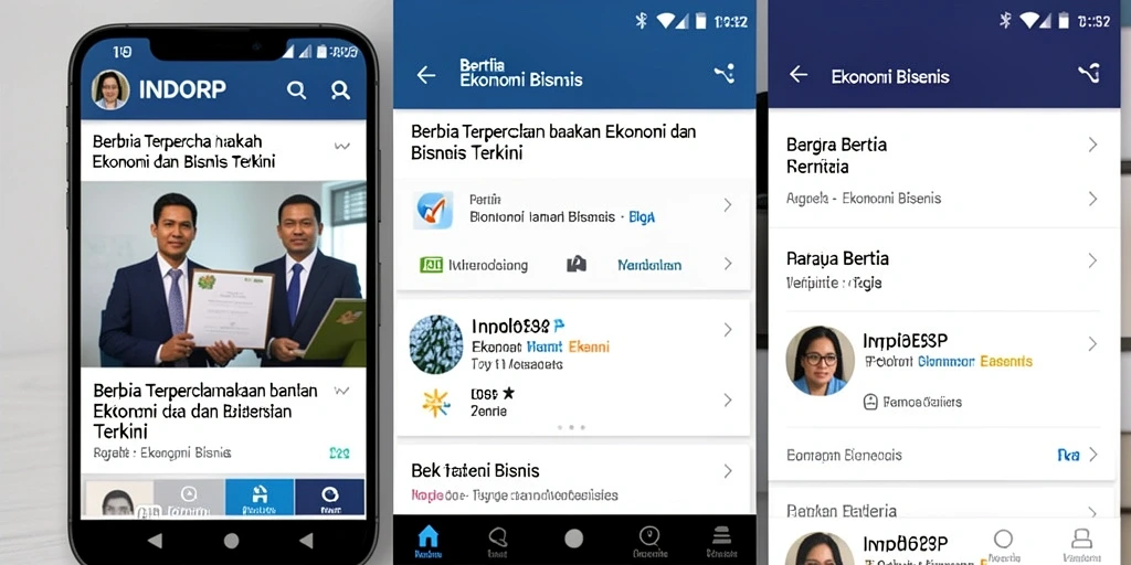 Screenshot aplikasi INDORP menampilkan berita ekonomi terkini dan antarmuka yang bersih.
