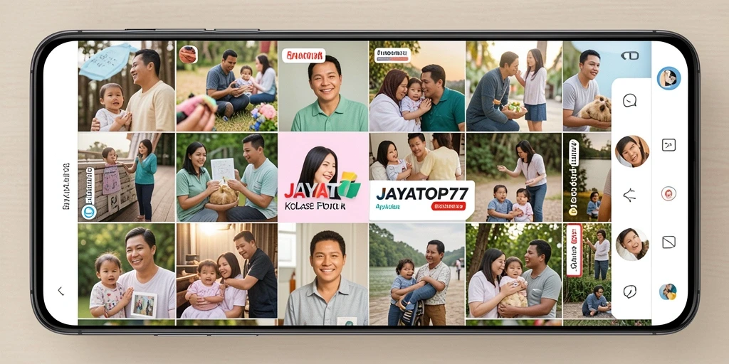 Antarmuka aplikasi JAYATOP77 dengan fitur Kolase Foto yang menarik.