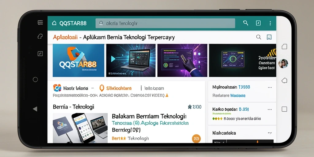 Antarmuka aplikasi QQSTAR88 menampilkan berita teknologi terbaru.