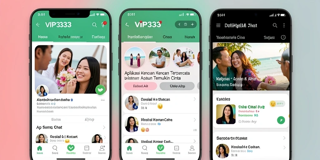 Tampilan antarmuka aplikasi VIP333 dengan fitur kencan yang menarik.